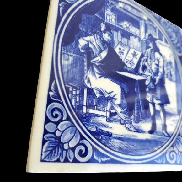Vintage W German Tile Decorative Ceramic Delft "De Dokter" 6x6 Blue & White - Picture 5 of 10